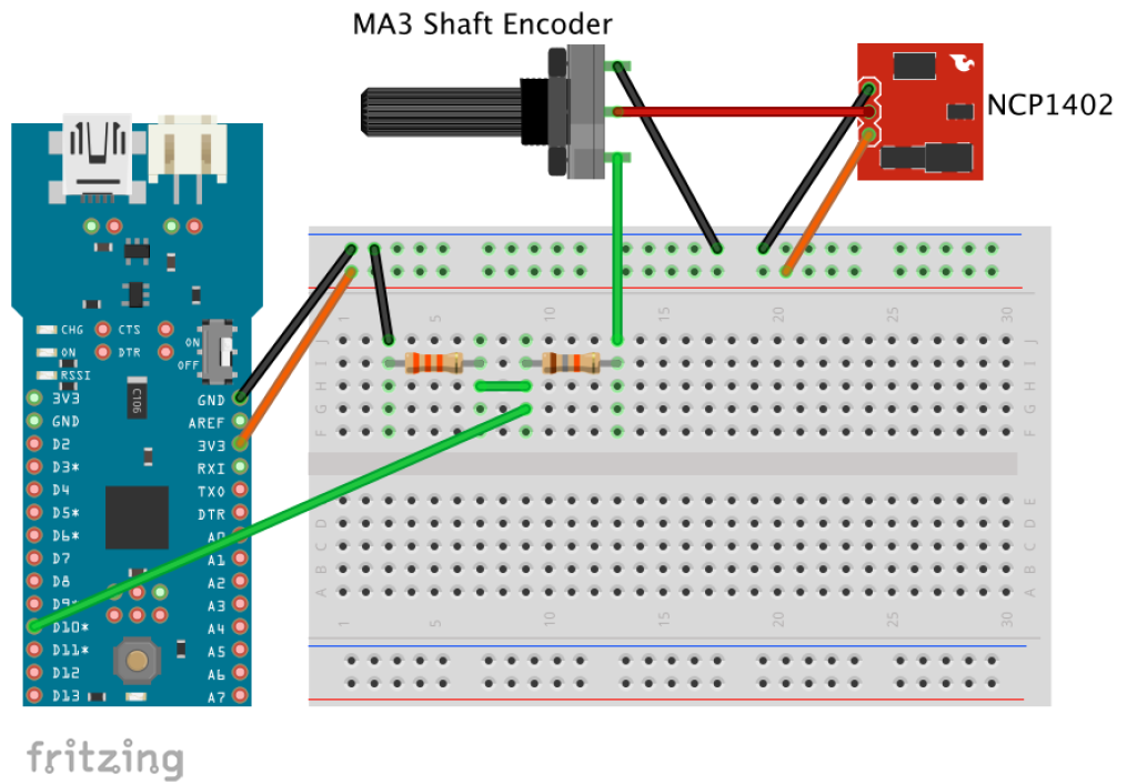 Breadboard Fio with Step Up and Encoder